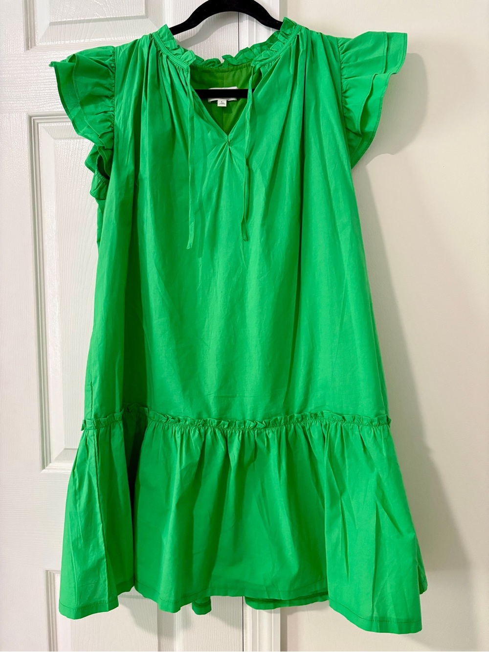 Women's Bright Green Flutter Sleeve Mini Dress